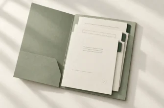 Стопка документов с зелеными закладками в папке